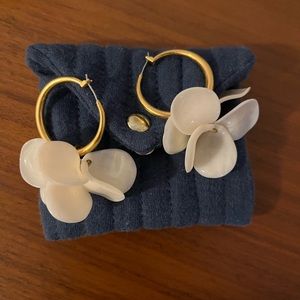 Sezane Large Flora Hoop Earrings Ecru